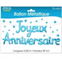 Ballon aluminium fete anniversaire bleu metallique