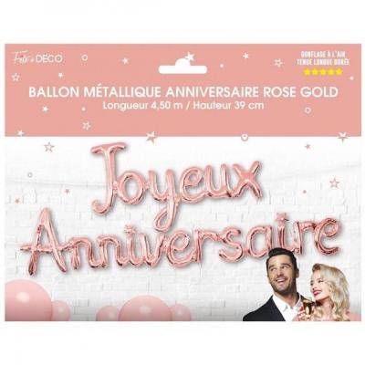 Ballon aluminium joyeux anniversaire rose gold 1