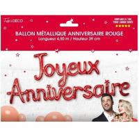 Ballon aluminium fete anniversaire rouge metallique