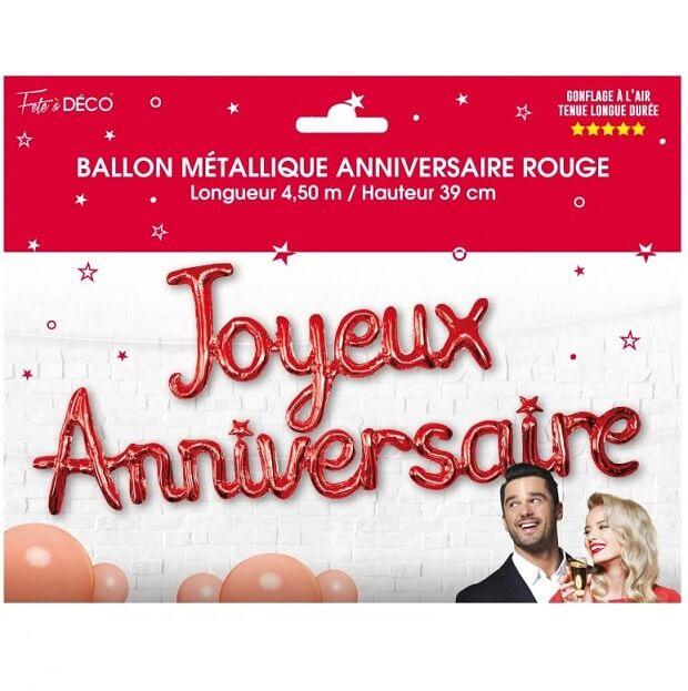Ballon aluminium fete anniversaire rouge metallique