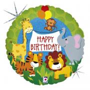 1 Ballon anniversaire Grabo animaux de la Jungle en aluminium 45 cm (18