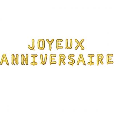 Serviette de table Joyeux Anniversaire blanc et doré or REF/7985