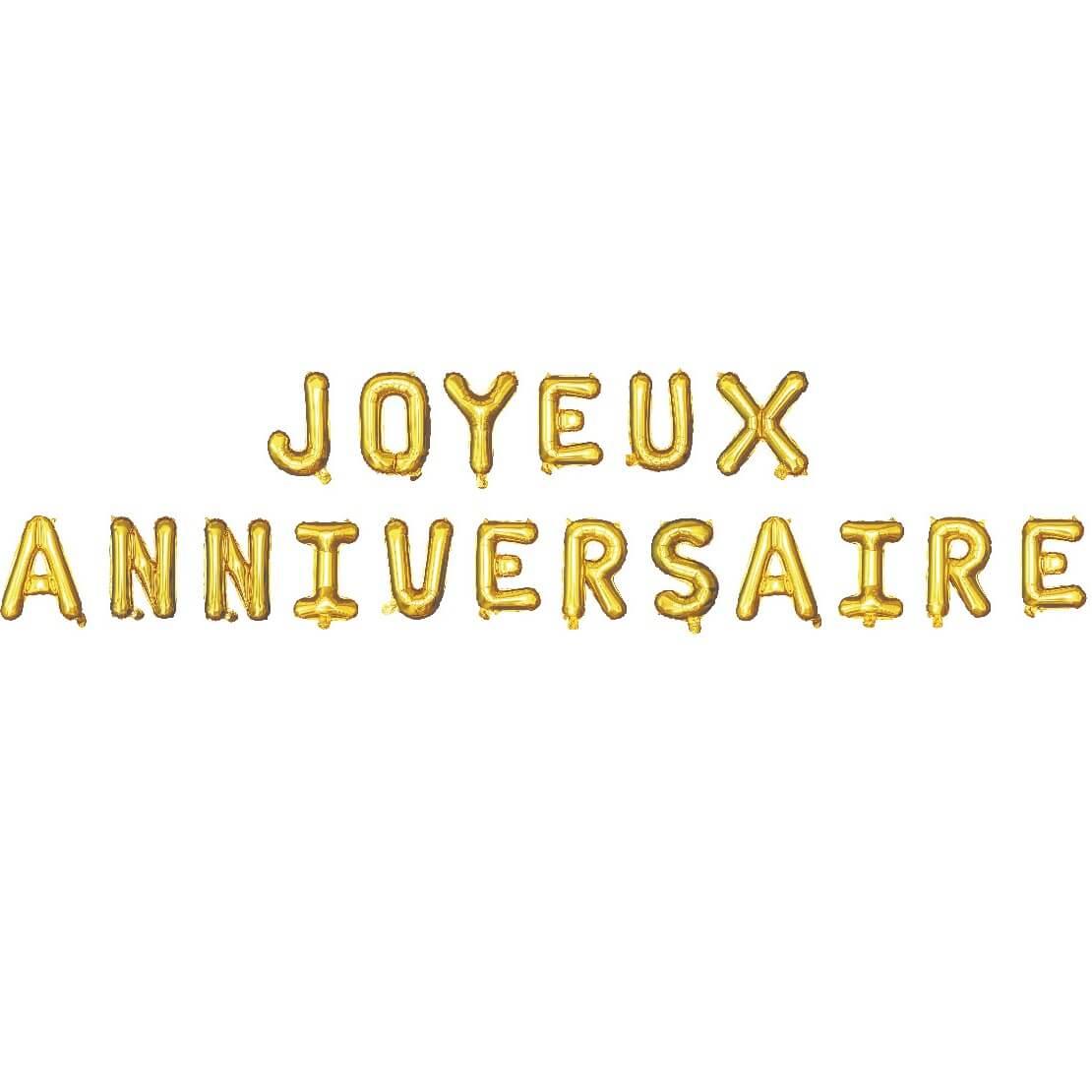 Ballon aluminium joyeux anniversaire metallique or