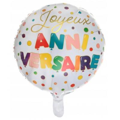 Ballon aluminium multicolore en joyeux anniversaire de 45 cm (x1) REF/7513