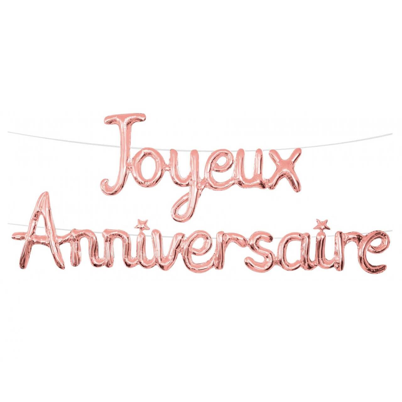 Ballon aluminium joyeux anniversaire rose gold 1