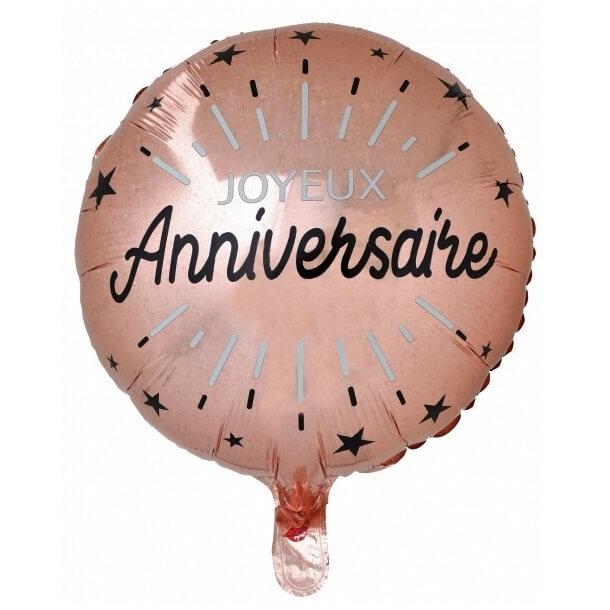 Ballon en aluminium arrondi - Joyeux Anniversaire - Diamètre 43 cm