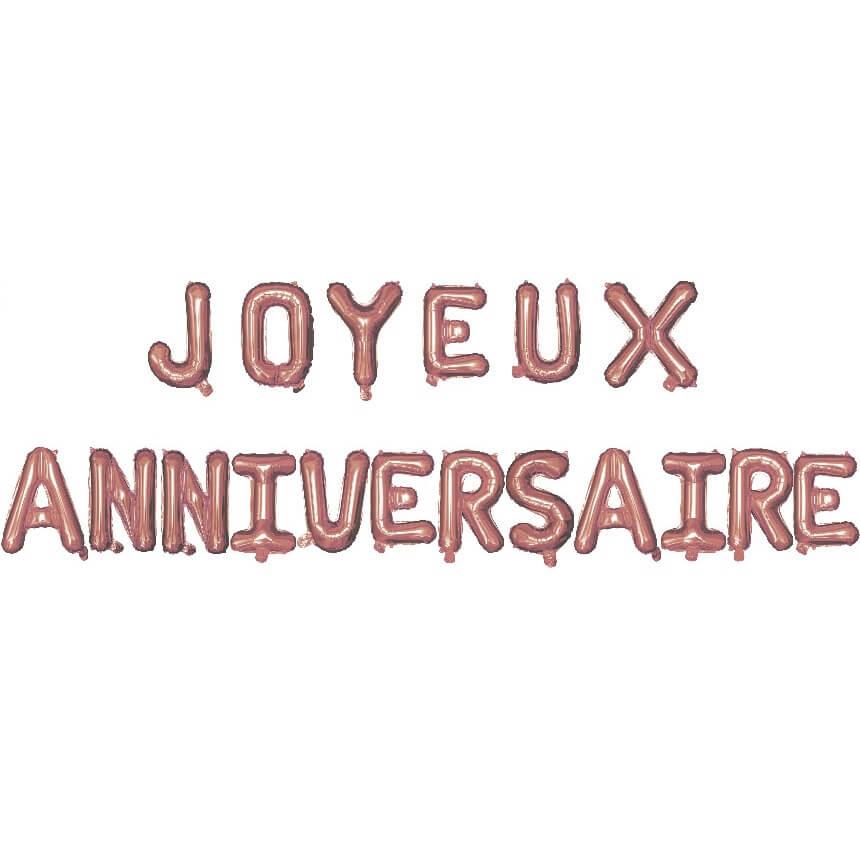 Ballon aluminium joyeux anniversaire rose gold