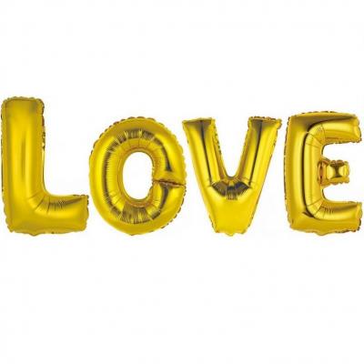 Ballon aluminium mariage LOVE or (x1) REF/BALMORL