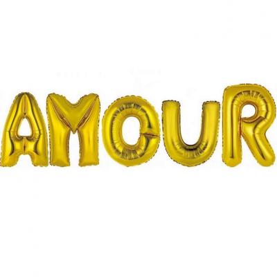 Ballon aluminium mariage amour or (x1) REF/BALMORL