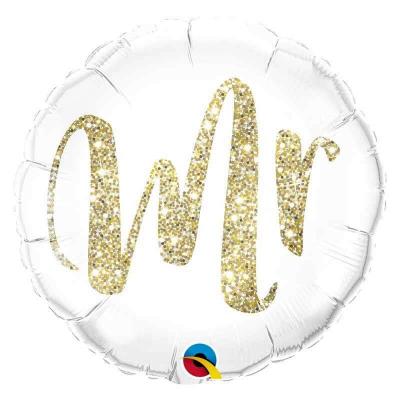 Ballon aluminium qualatex mariage mr blanc et dore or