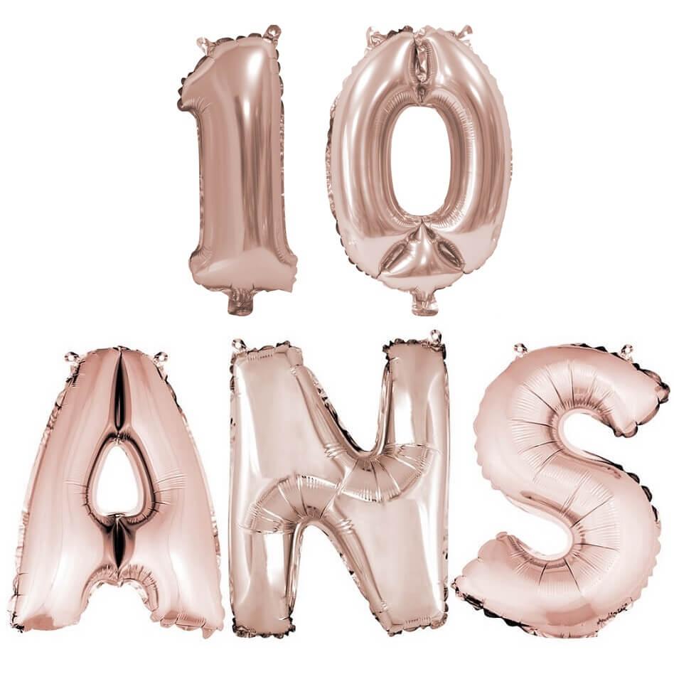 Ballon anniversaire rose gold métallique 10ans BA3000-BA3008