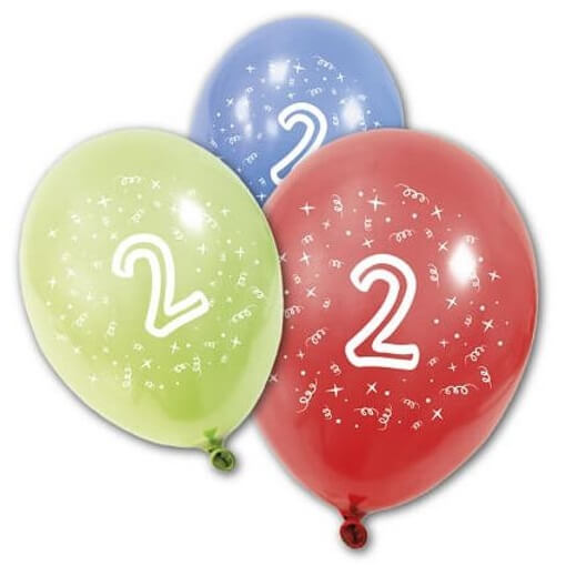 Ballon anniversaire 2 ans multicolore en latex
