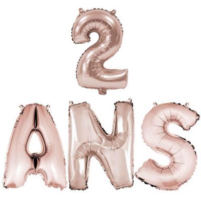 Ballon anniversaire rose gold métallique 2ans aluminium.