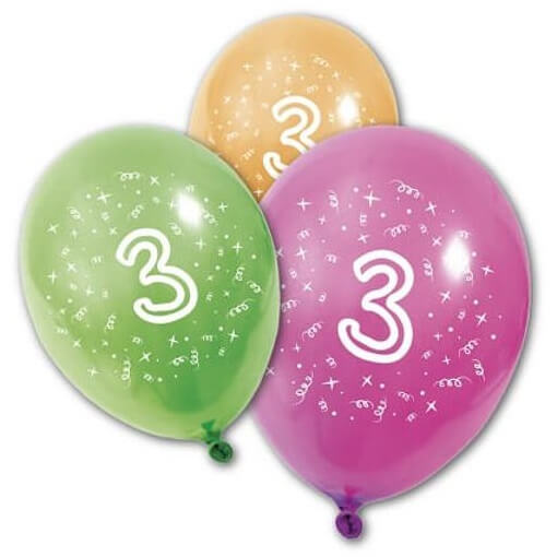 Ballon anniversaire 3ans (x8) REF/BA1003