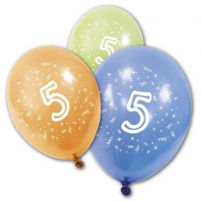 5 Ballons latex biodégradable Super anniversaire coloré 27 cm