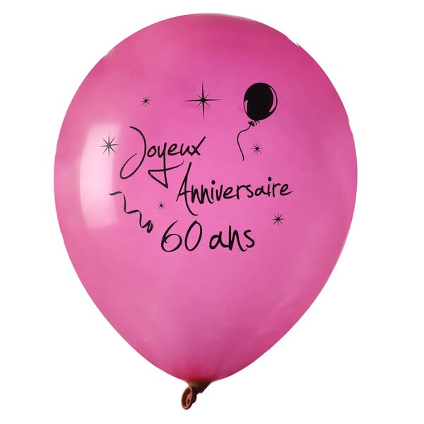 Ballon anniversaire 60 ans fuchsia en latex