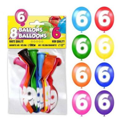 Ballon anniversaire chiffre 6 en latex multicolore