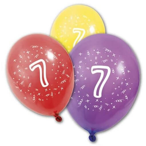 Ballon anniversaire 7ans (x8) REF/BA1007