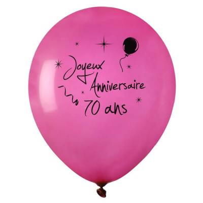 Ballon joyeux anniversaire fuchsia 70ans (x8) REF/4842