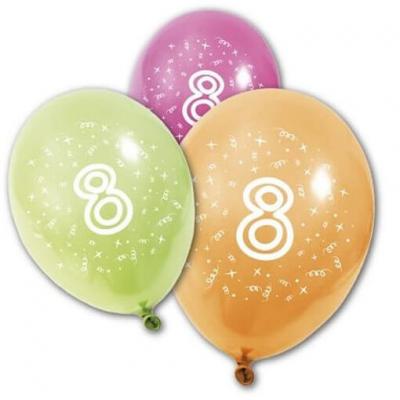 Ballon anniversaire 8ans (x8) REF/BA1008