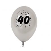 Ballon anniversaire nacré argent 40ans (x8) REF/BAL440