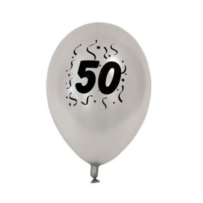 Ballon anniversaire nacré argent 50ans (x8) REF/BAL450