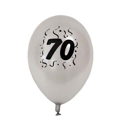 Ballon Anniversaire Noir/Blanc/Or x8