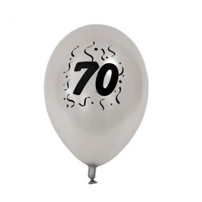 Ballon anniversaire nacré argent 70ans (x8) REF/BAL470