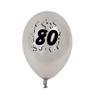 Ballon anniversaire nacré argent 80ans (x8) REF/BAL480