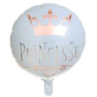 Ballon anniversaire blanc et rose gold princesse en aluminium