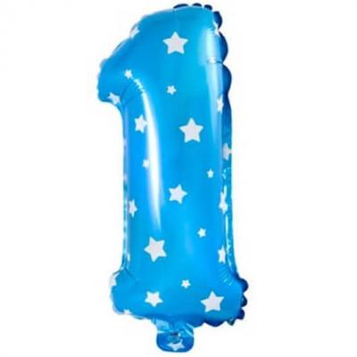 Ballon anniversaire bleu ciel 1an en aluminium