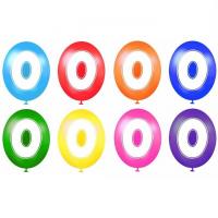 Ballon anniversaire chiffre 0 en latex multicolore