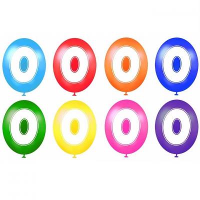 Ballon anniversaire chiffre 0 en latex multicolore