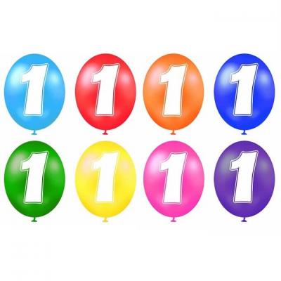 Ballon anniversaire chiffre 1 (x8) REF/BALBC1