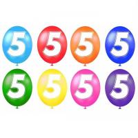 Ballon anniversaire chiffre 5 en latex multicolore