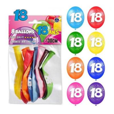 Ballon anniversaire 18ans multicolore en latex