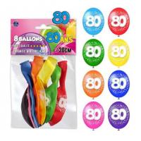 Ballon anniversaire multicolore 80ans