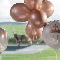 Ballon anniversaire princesse blanc et rose gold en aluminium