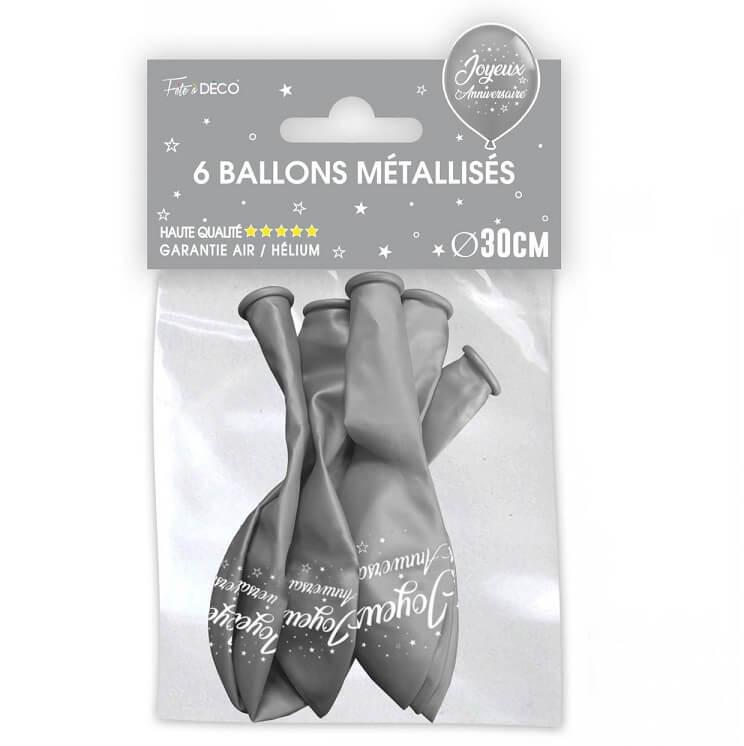 Ballon argent métallisé Joyeux Anniversaire REF/BAL00A00