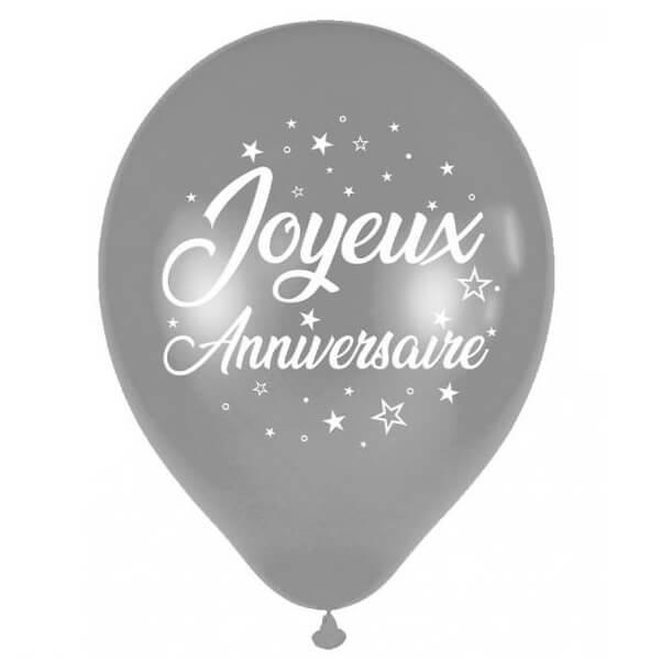 Ballon Anniversaire Argent x6