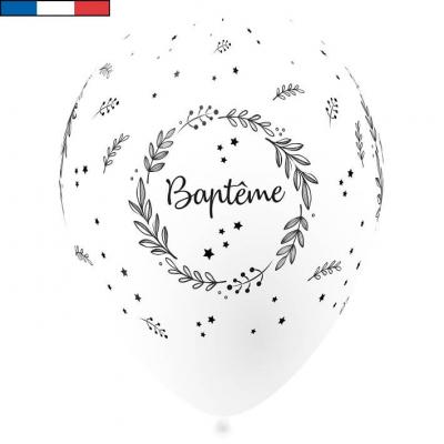 Ballon Baptême français en latex blanc 30cm (x8) REF/29222