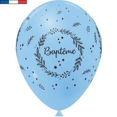 Ballon Baptême français en latex bleu pâle 30cm (x8) REF/29222