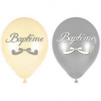 Ballon bapteme en latex blanc et argent copie