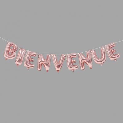Ballon bienvenue rose en aluminium