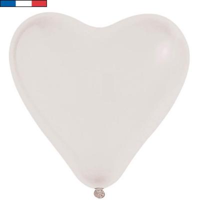 Ballon français coeur blanc mariage ou St Valentin en latex naturel de 35cm (x8) REF/0573