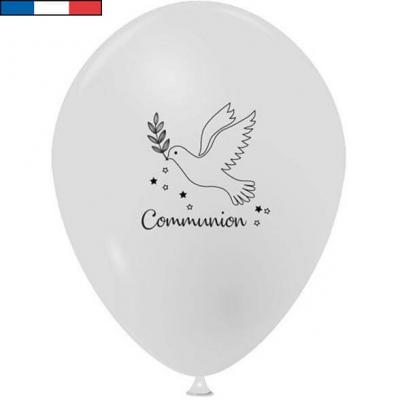Ballon blanc communion en latex de fabrication francaise