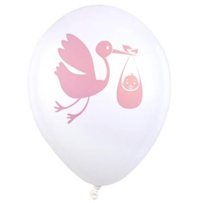 Ballon blanc et rose en latex baby shower