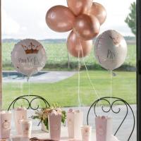 Ballon blanc et rose gold princesse en aluminium