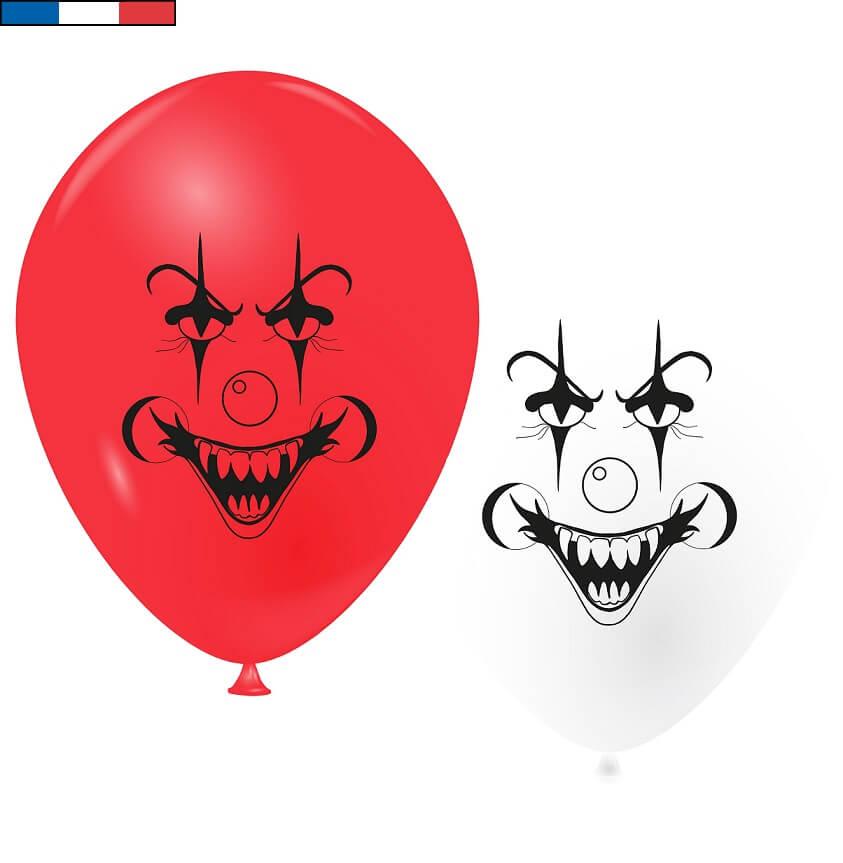 Ballon blanc et rouge fete halloween clown ca