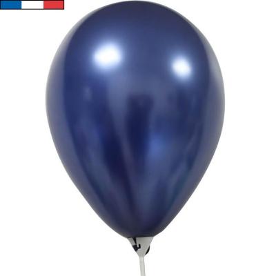 Ballon metallique bleu marine en latex de fabrication francaise